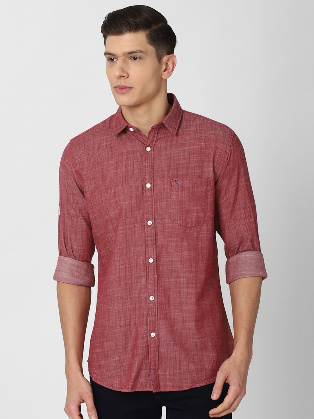 

VAN HEUSEN DENIM LABS Men Maroon Slim Fit Casual Shirt