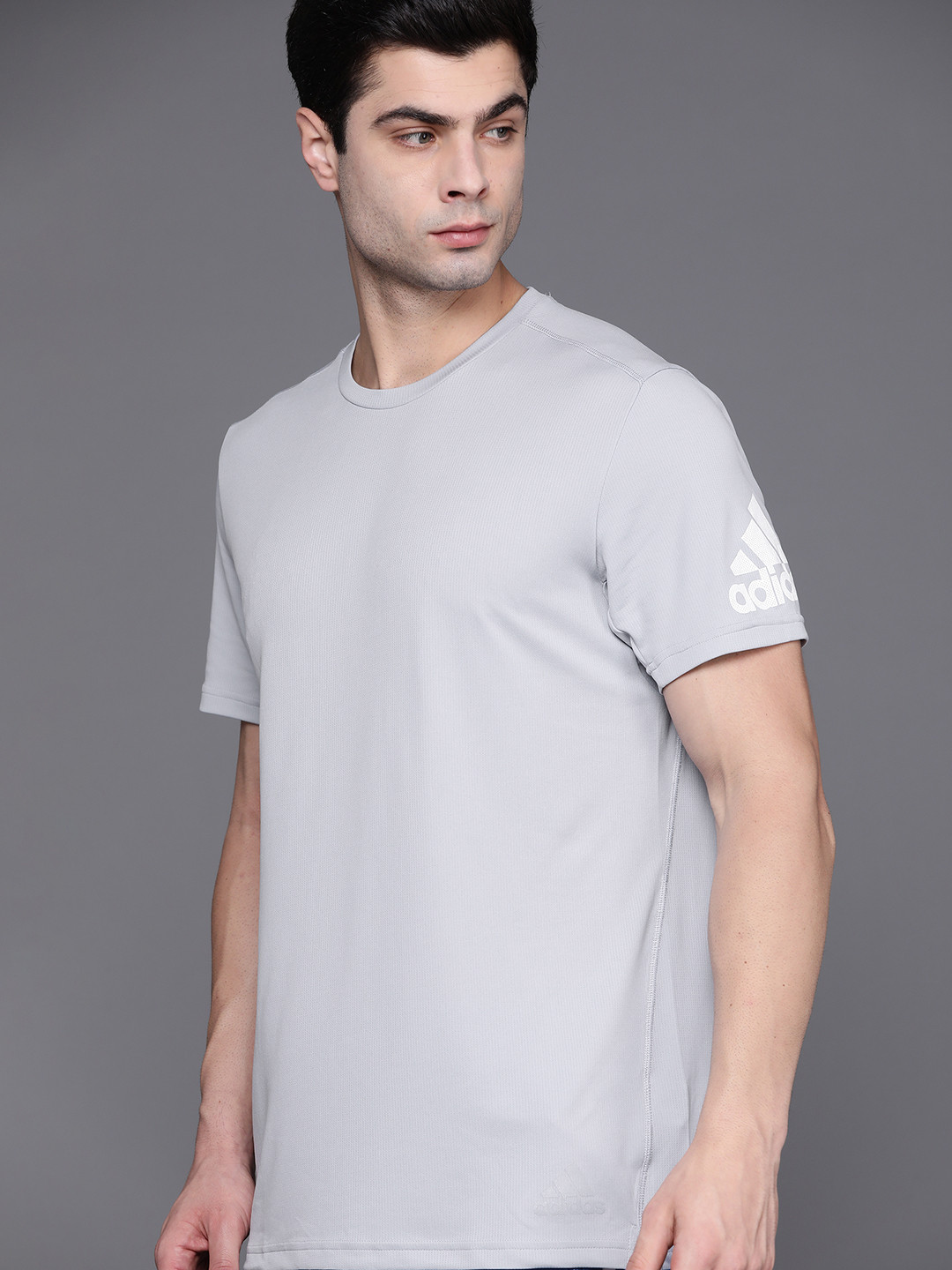 

ADIDAS Men Grey Solid Aeroready Running Sustainable T-shirt