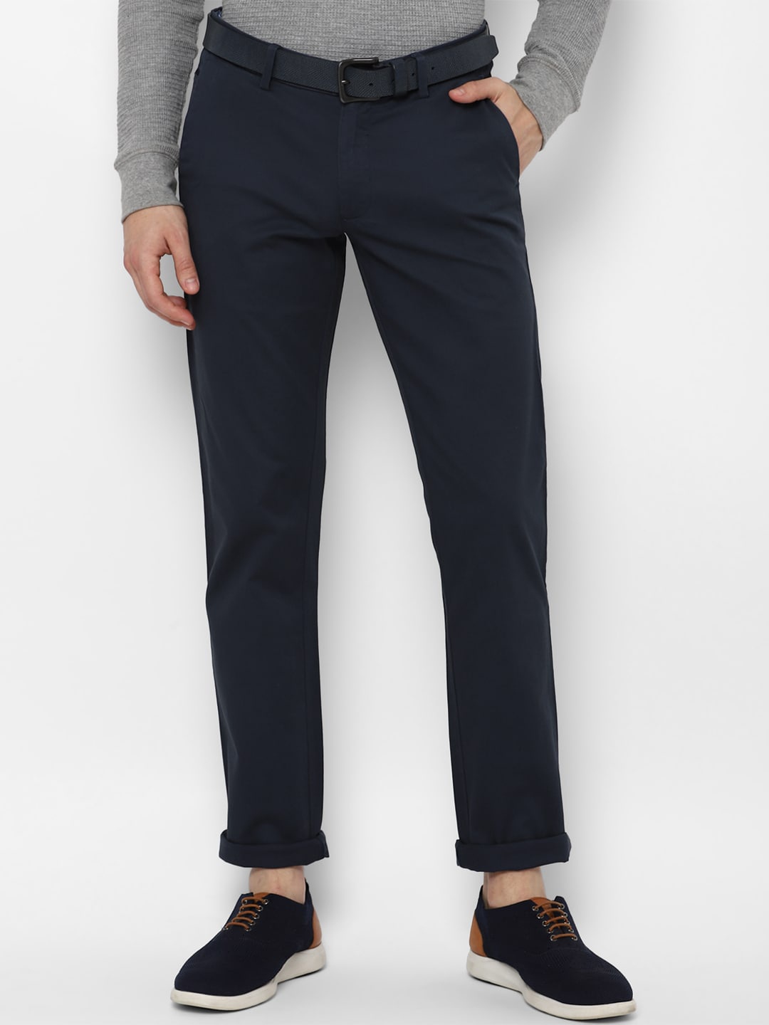 

Allen Solly Men Navy Blue Slim Fit Trousers