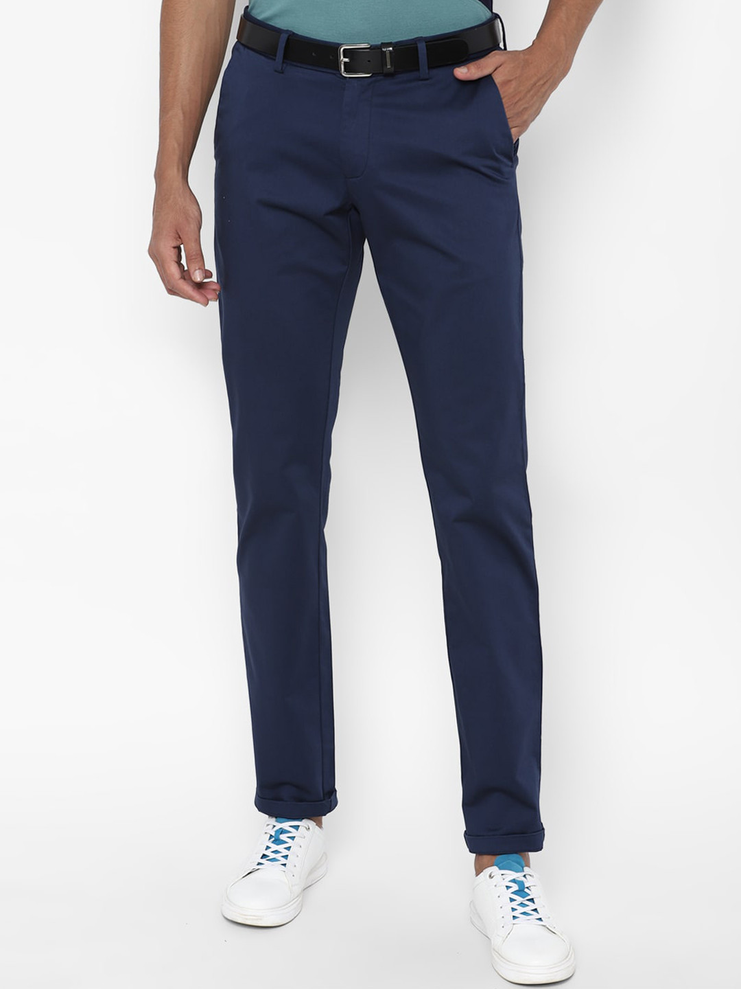 

Allen Solly Men Navy Blue Slim Fit Trousers