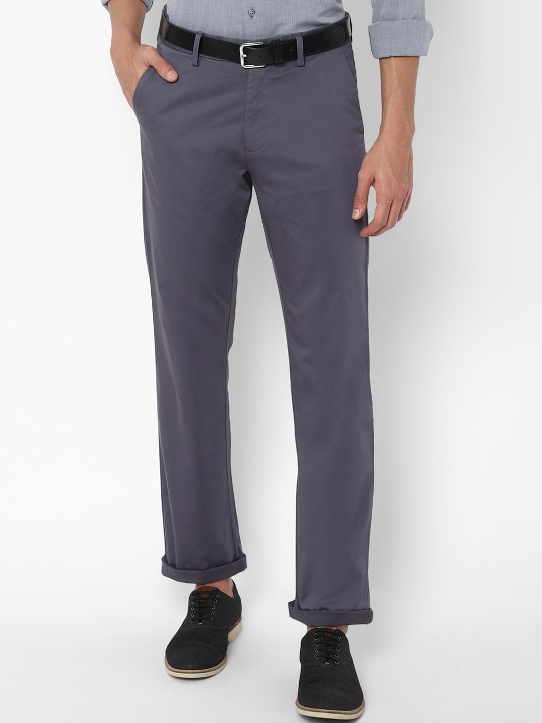 

Allen Solly Men Grey Solid Regular Fit Formal Trousers