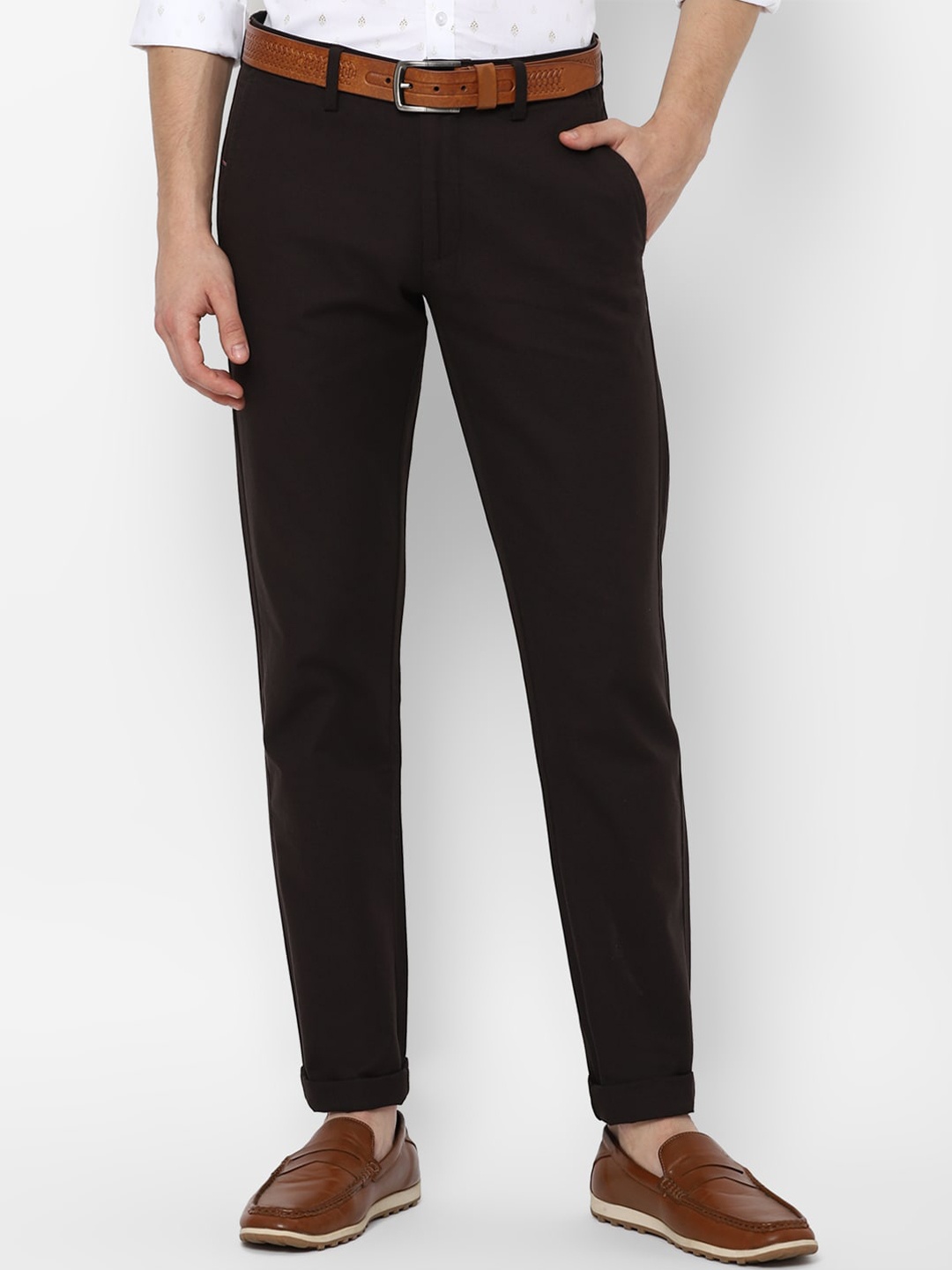 

Allen Solly Men Brown Solid Slim Fit Regular Fit Trousers