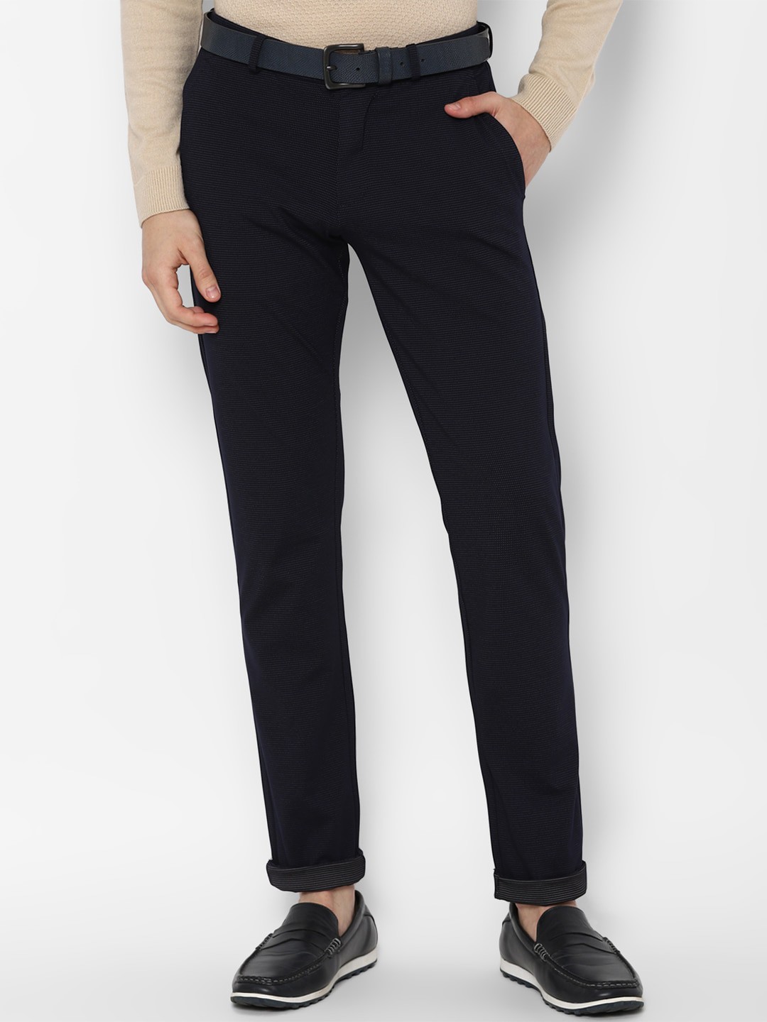 

Allen Solly Men Navy Blue Slim Fit Regular Trousers