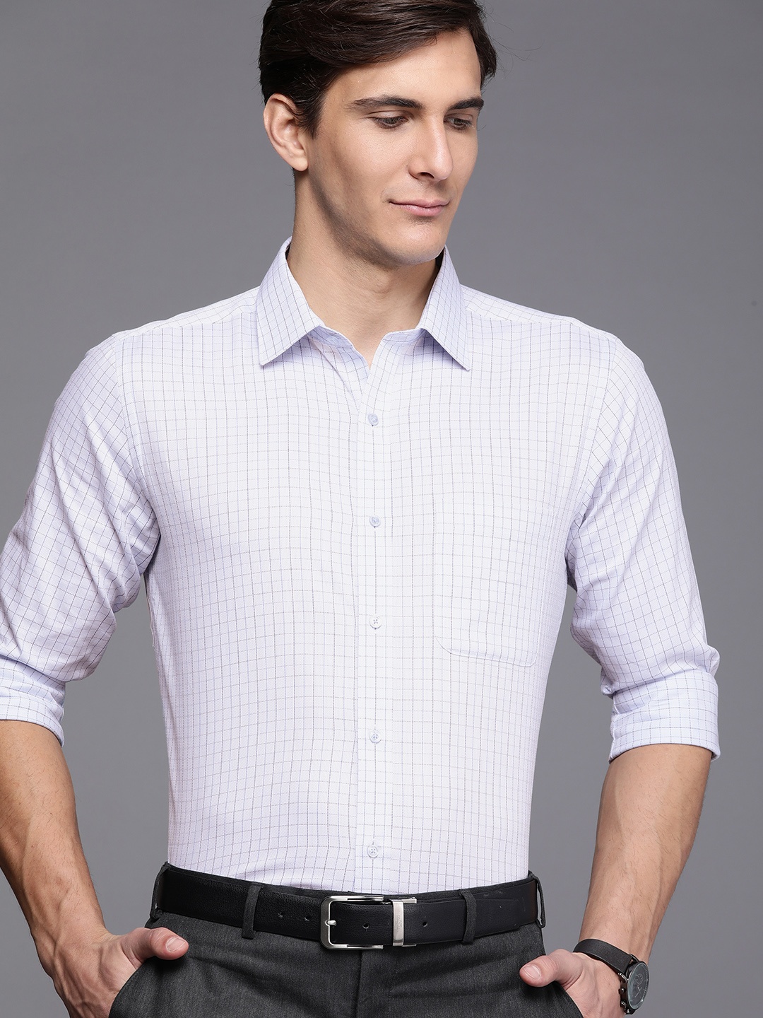 

Raymond Men Blue & Black Slim Fit Checked Formal Shirt