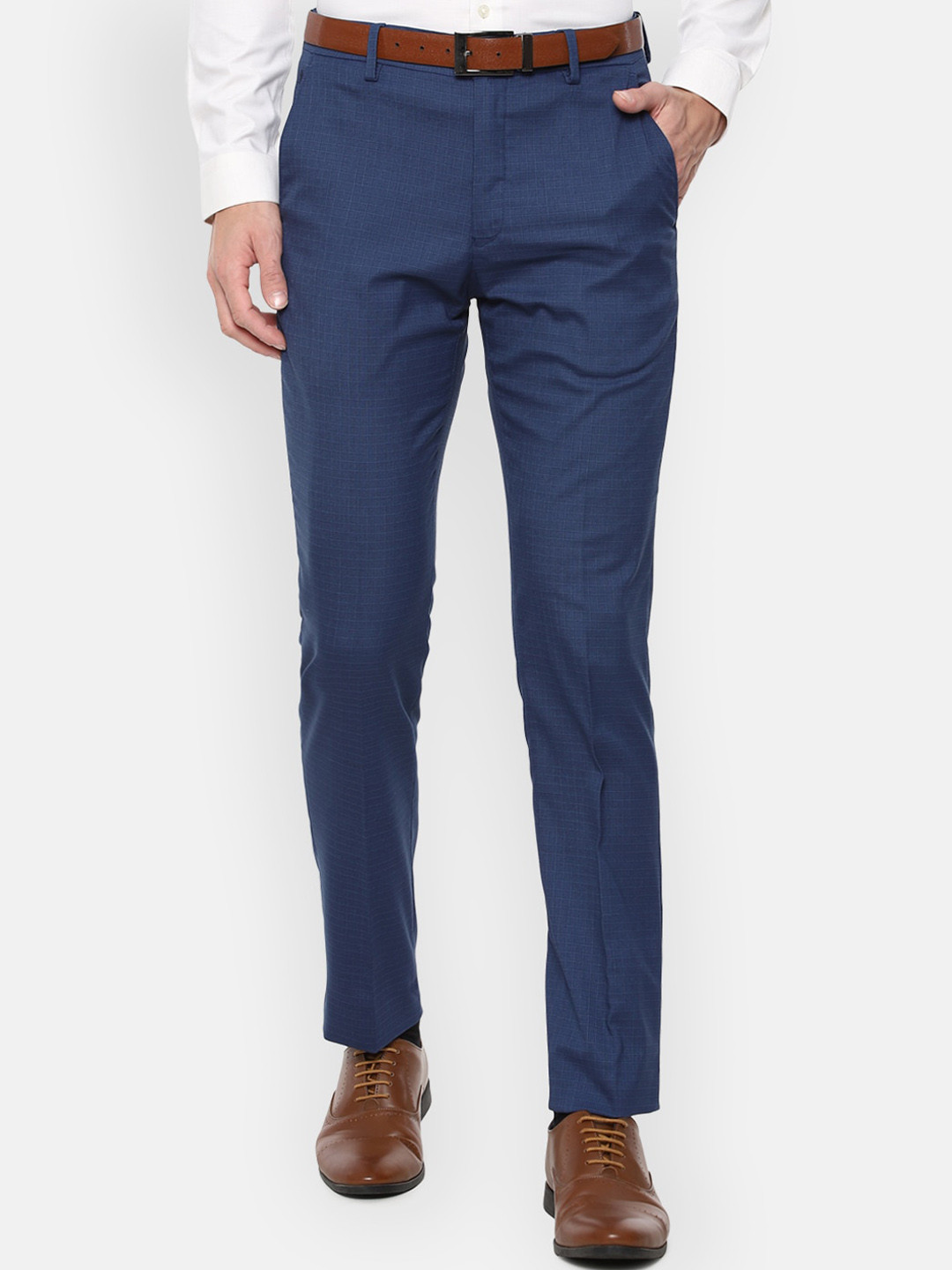 

Louis Philippe Men Navy Blue Slim Fit Formal Trousers