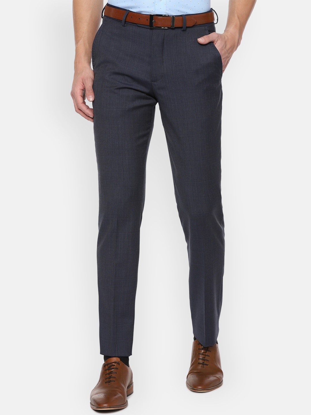 

Louis Philippe Gods & Kings Men Navy Blue Slim Fit Formal Trousers