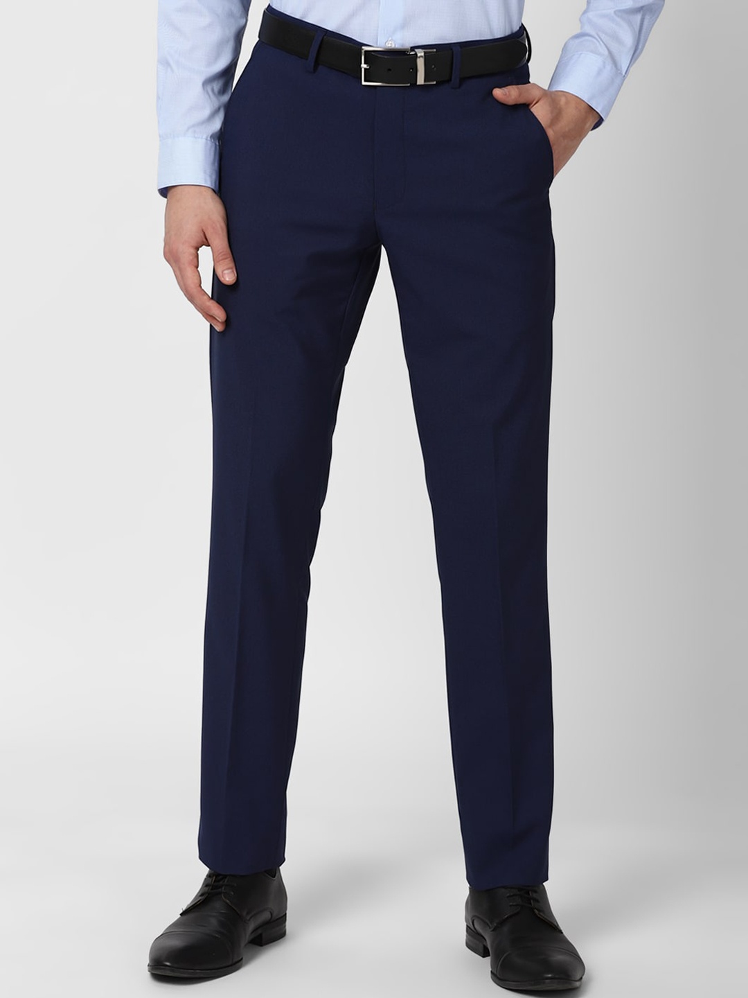 

Peter England Men Navy Blue Solid Slim Fit Formal Trousers