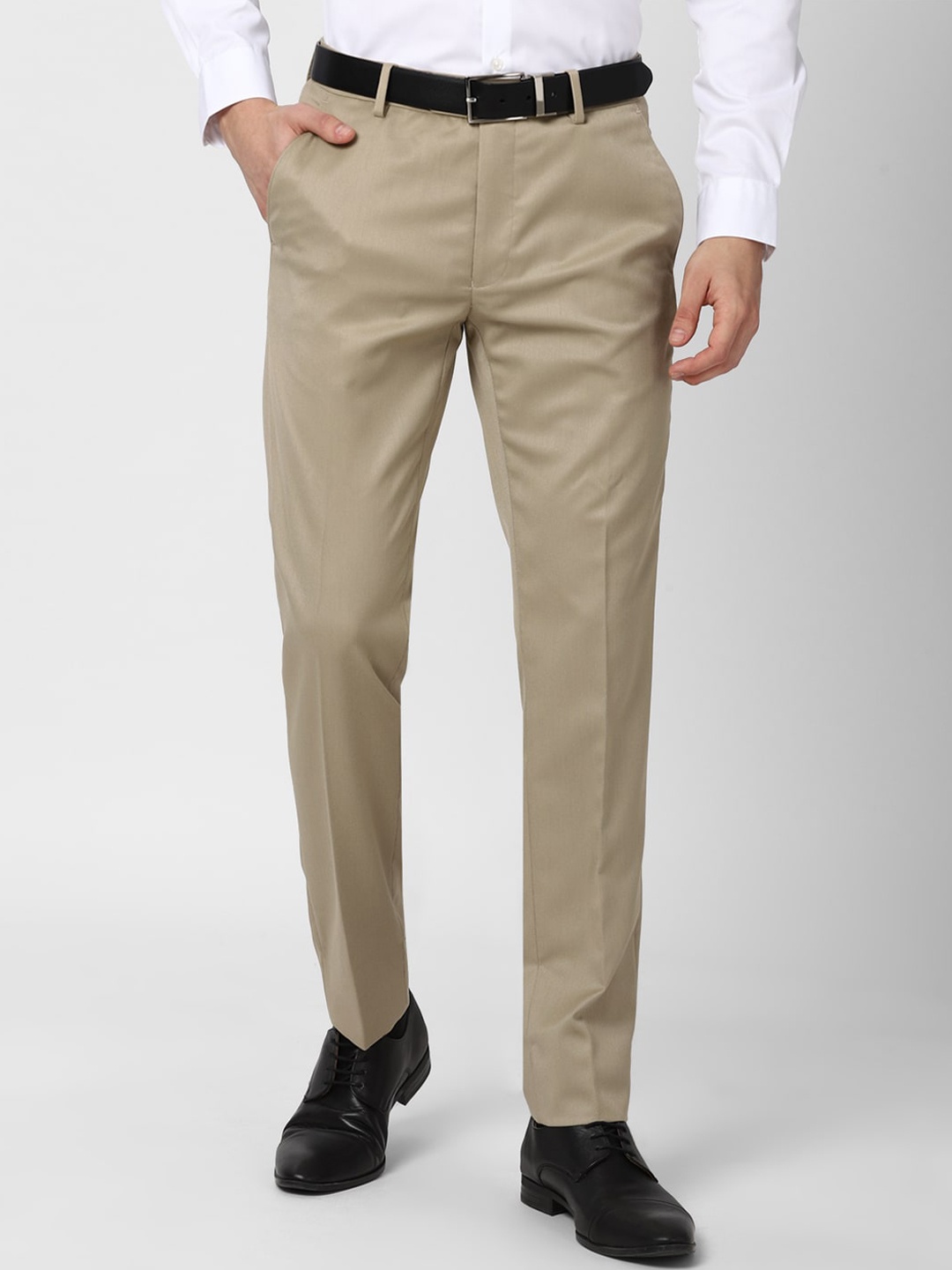 

Peter England Men Khaki Slim Fit Formal Trousers