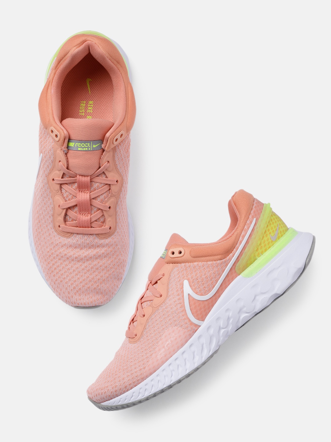 

Nike Women Peach-Coloured React Miler 3 Running Shoes
