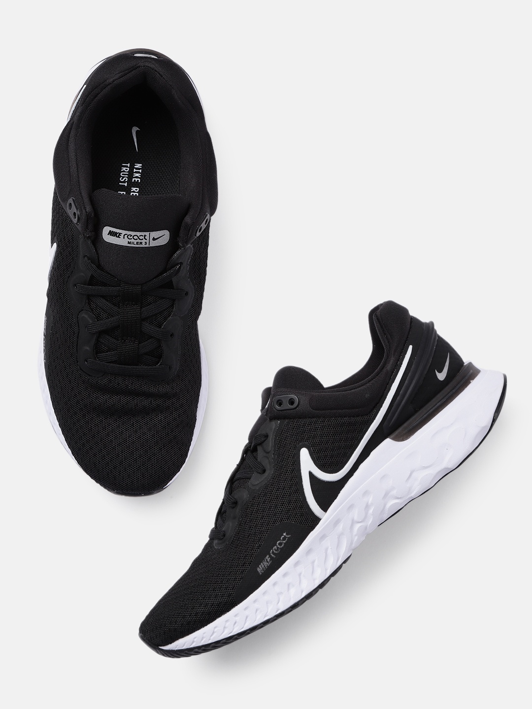 

Nike Women Black React Miler 3 Running Shoes