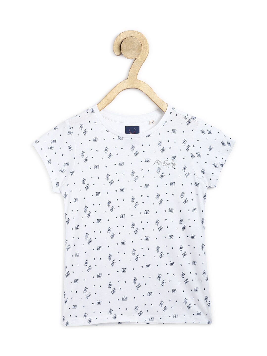 

Allen Solly Junior Girls White & Black Printed Extended Sleeves T-shirt