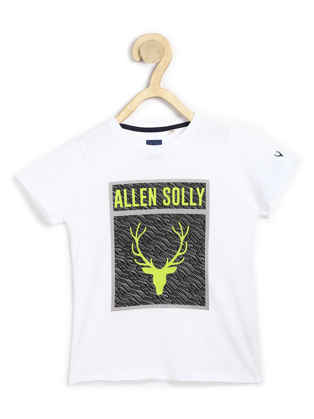 

Allen Solly Junior Boys White Cotton Brand Logo Printed T-shirt