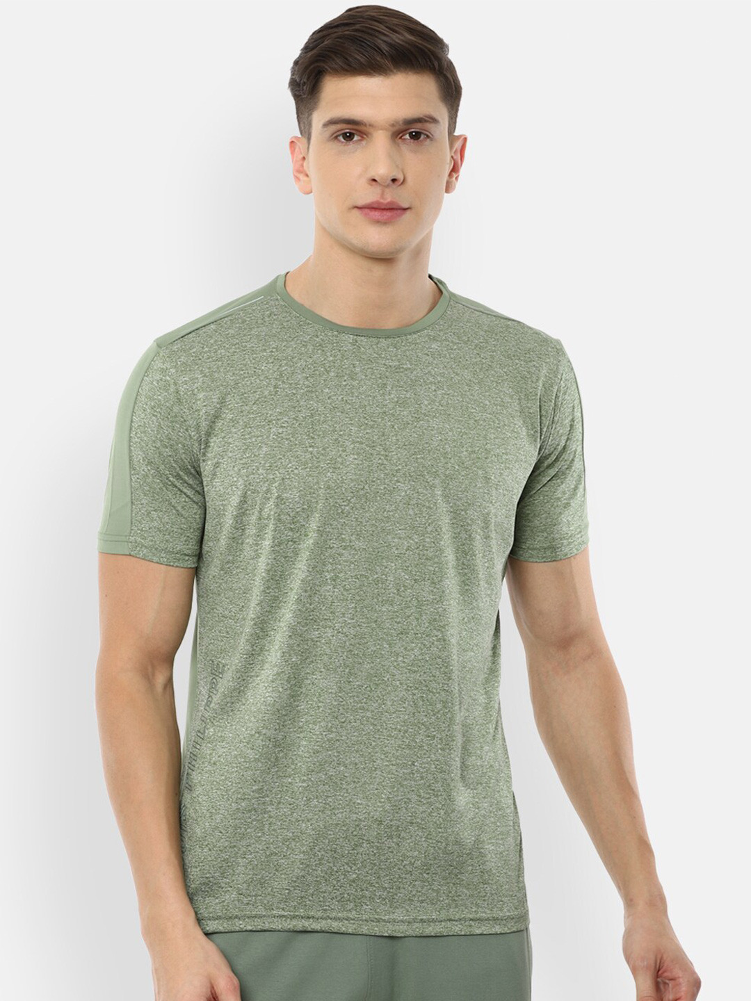

Louis Philippe ATHPLAY Men Green Self Design Pure Cotton Slim Fit T-shirt