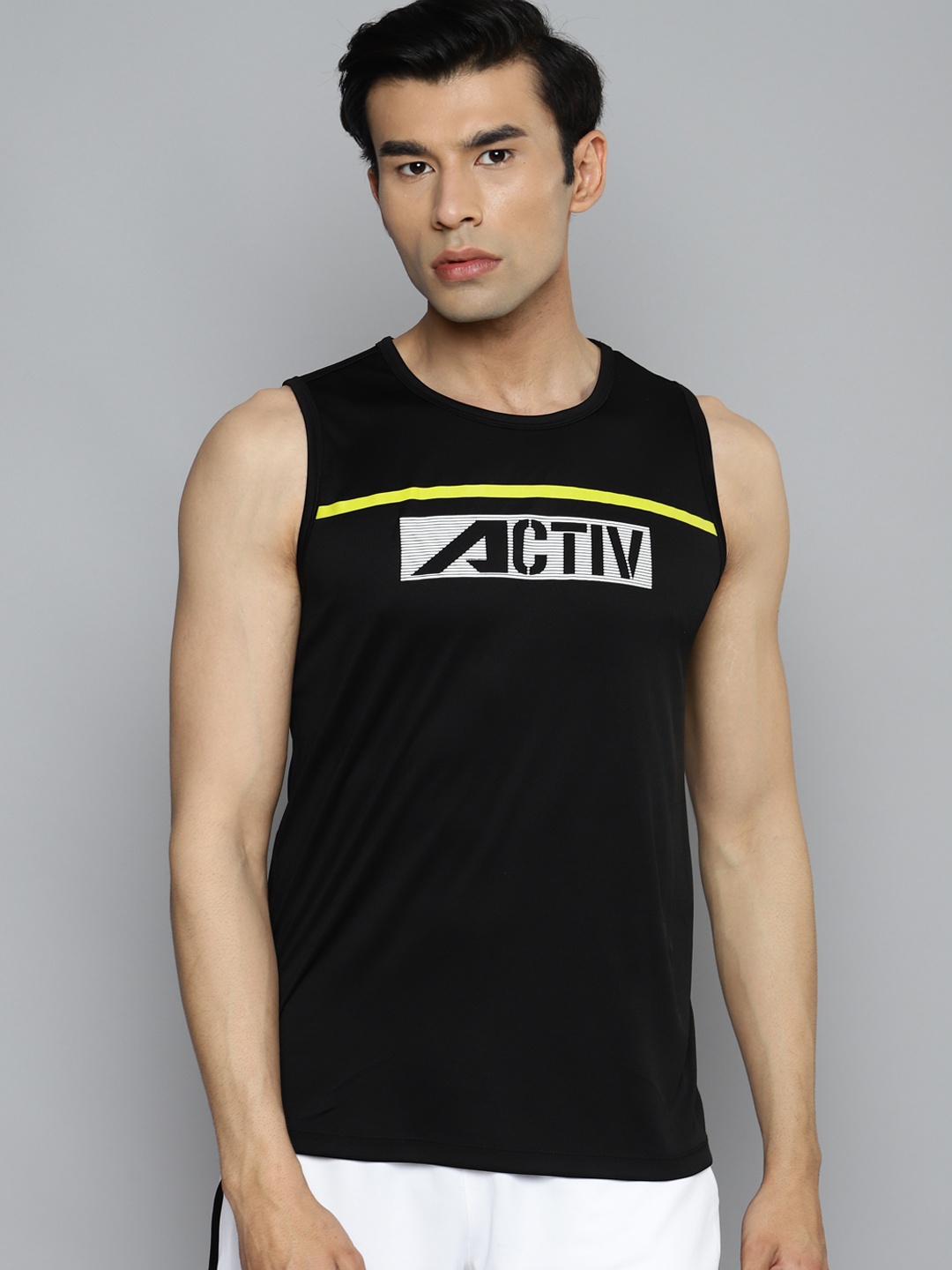 

Alcis Men Black Typography Printed Slim Fit Training Or Gym T-shirt
