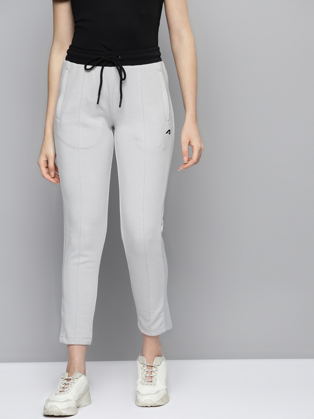 

Alcis Women Grey Solid Slim Fit Cropped Track Pants With Side Stripes