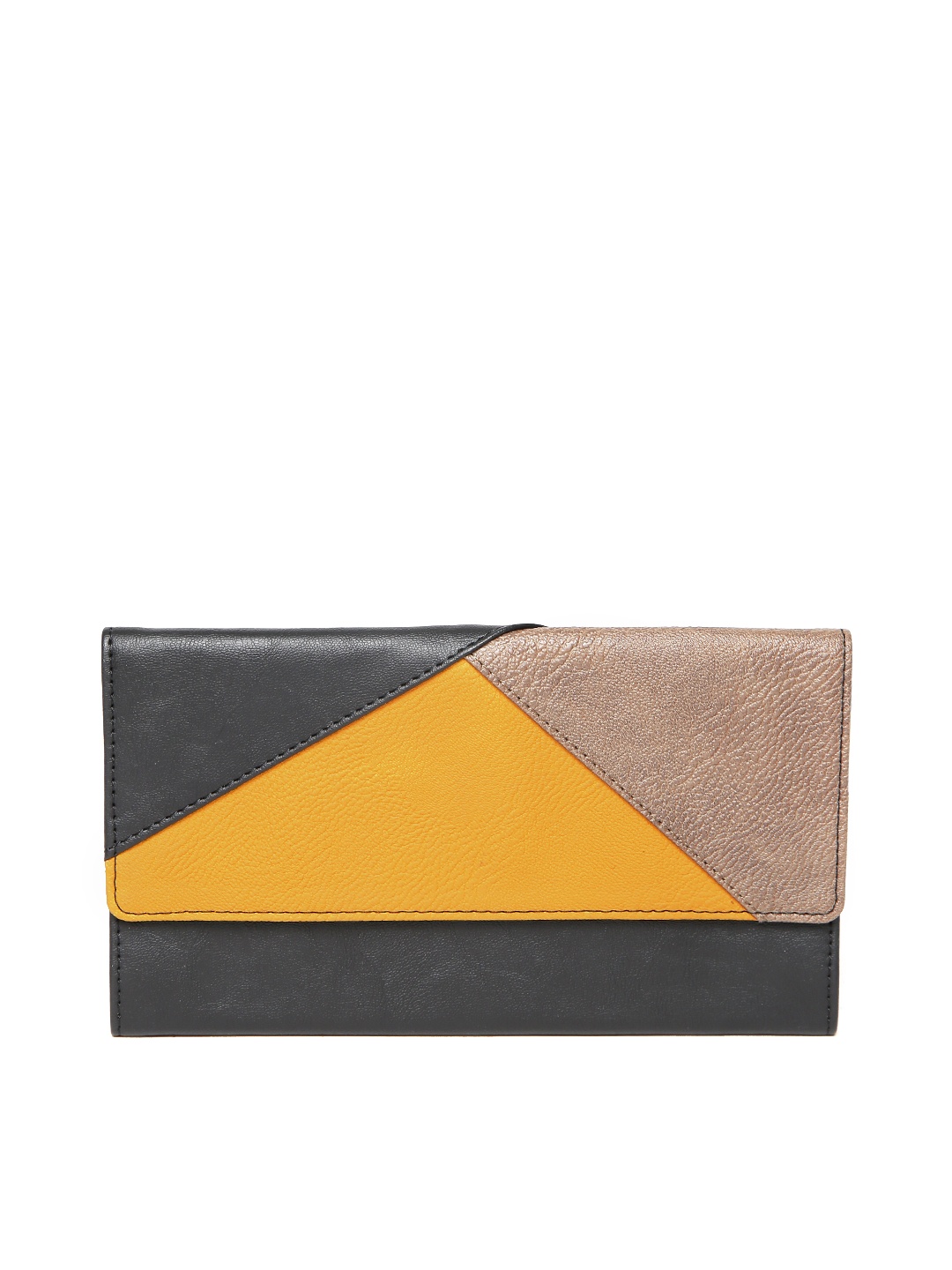 

Baggit Women Black & Mustard Yellow Colourblocked Wallet