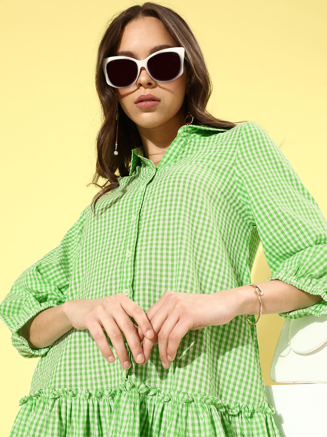 

ZOLA Women Gorgeous Green Checked Summer Gingham Dress