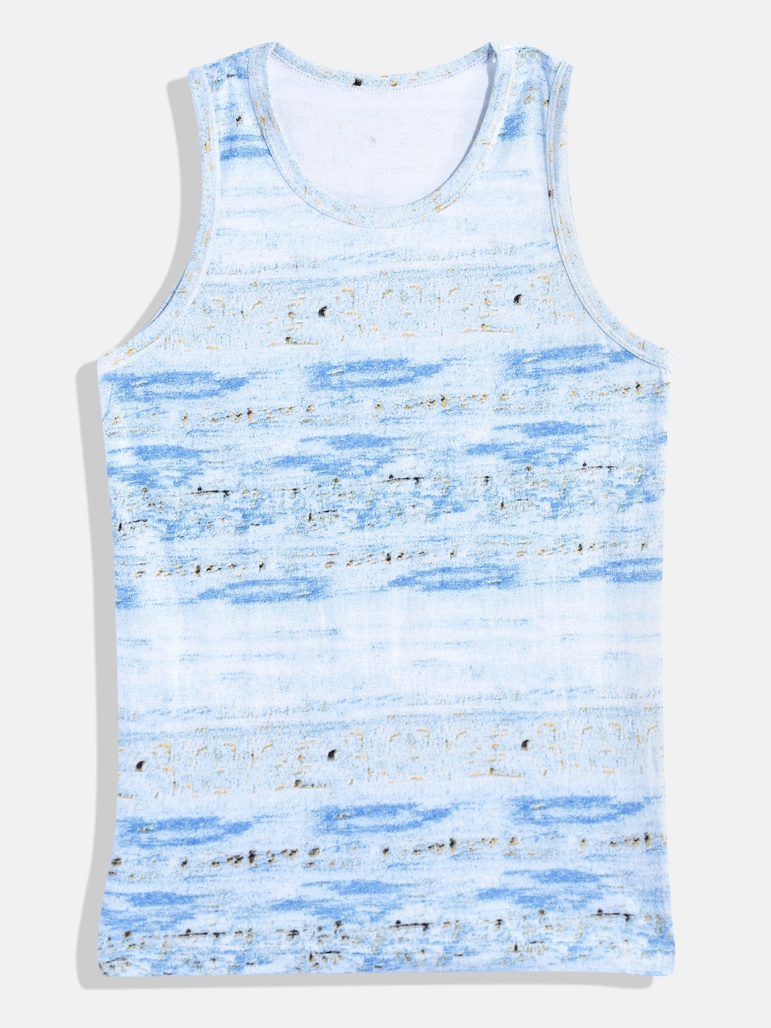 

ROMEO ROSSI Boys Blue Abstract Print Melange Effect Cotton Innerwear Vest