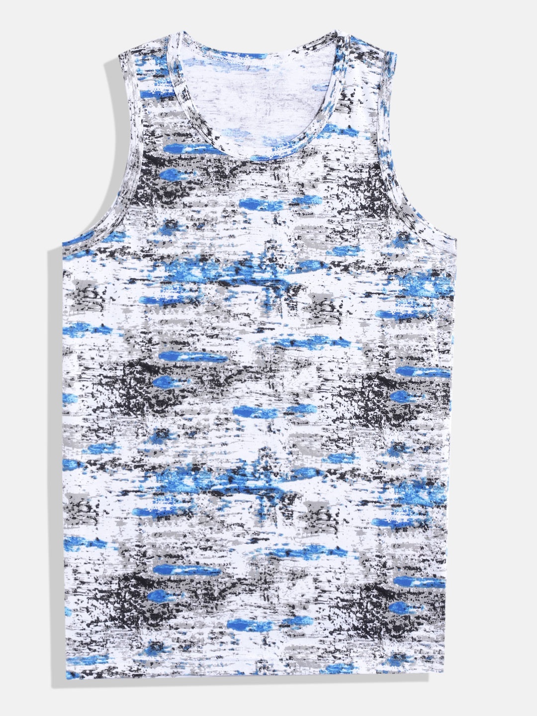 

ROMEO ROSSI Boys White & Blue Abstract Print Cotton Innerwear Vest