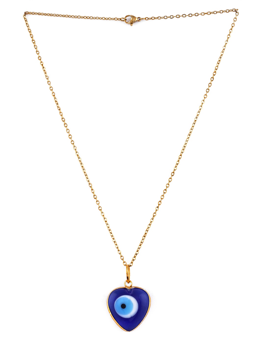 

EL REGALO Women Blue & Gold-Toned Brass Handcrafted Evil Eye Chain Necklace