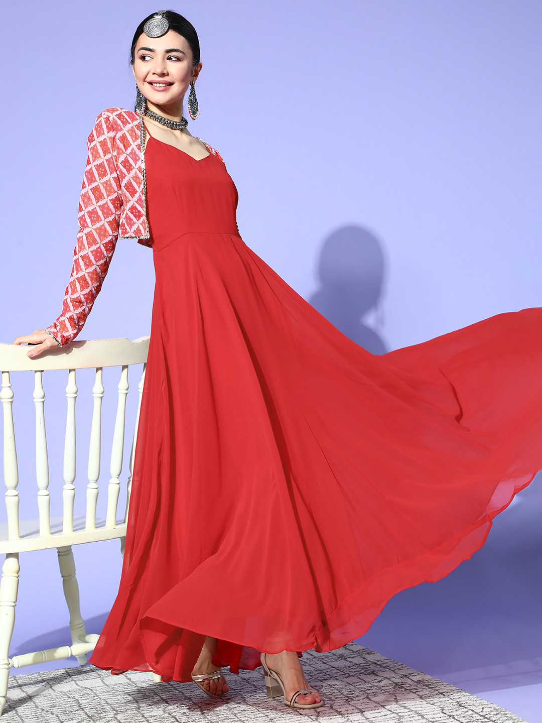 

Inddus Women Gorgeous Red Solid Gown for Days