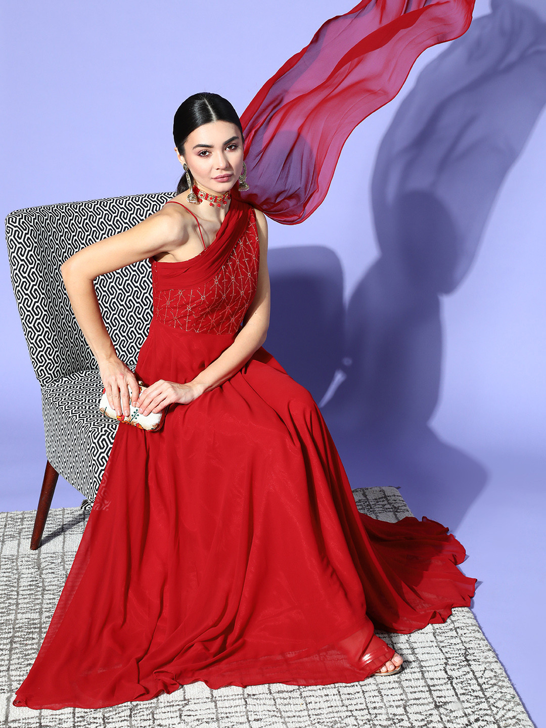 

Inddus Women Charming Maroon Solid Gown for Days