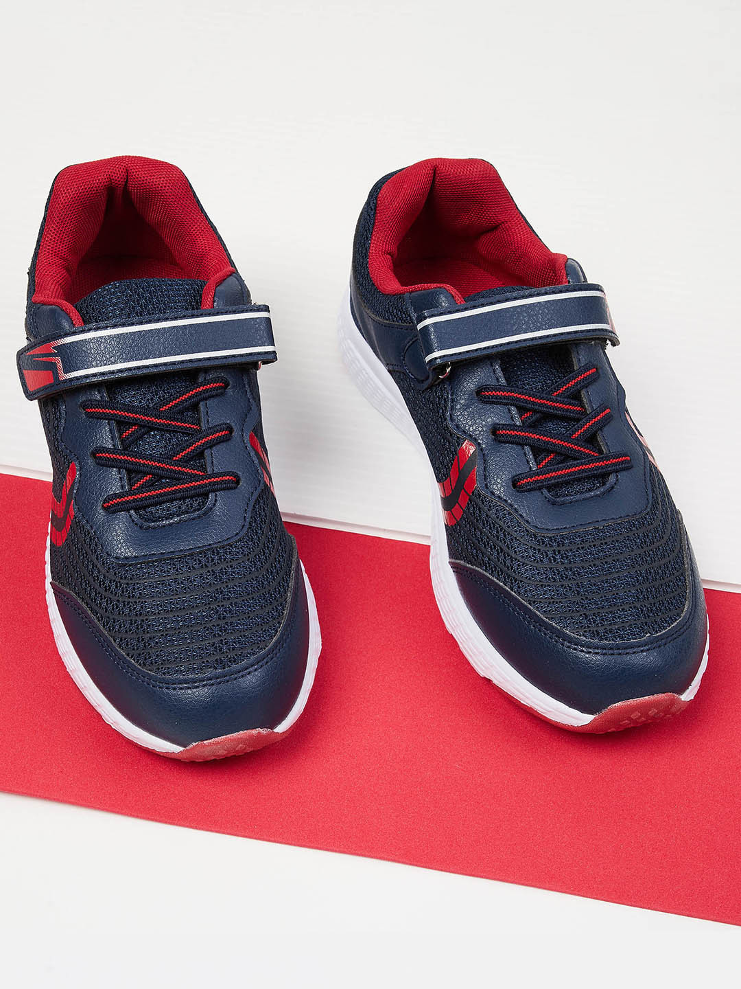 

max Boys Navy Blue Woven Design PU Sneakers