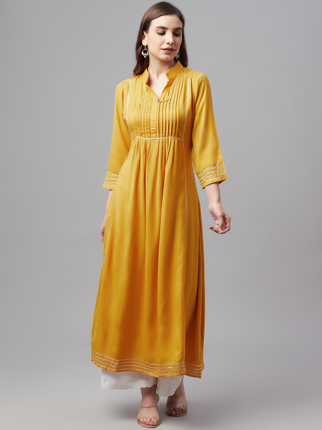 

MBE Women Yellow Gotta Patti Anarkali Kurta