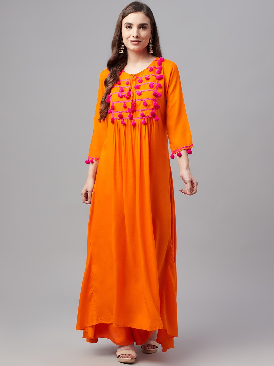 

MBE Women Orange Yoke Design Kurta
