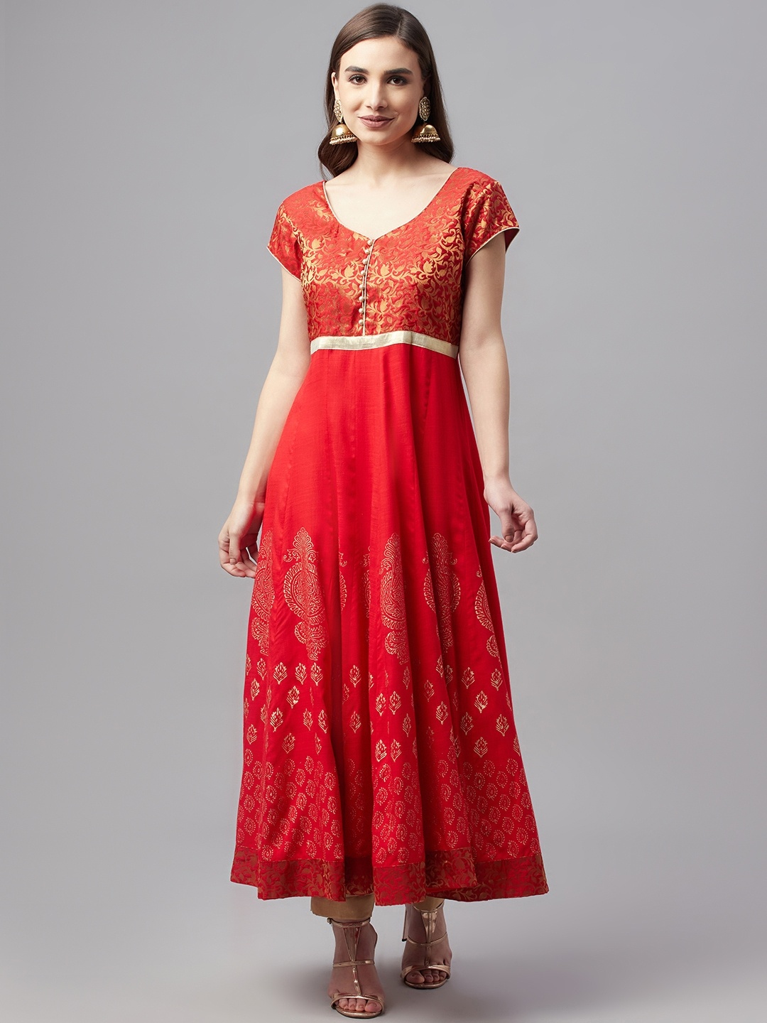 

MBE Women Red Ethnic Motifs Anarkali Kurta