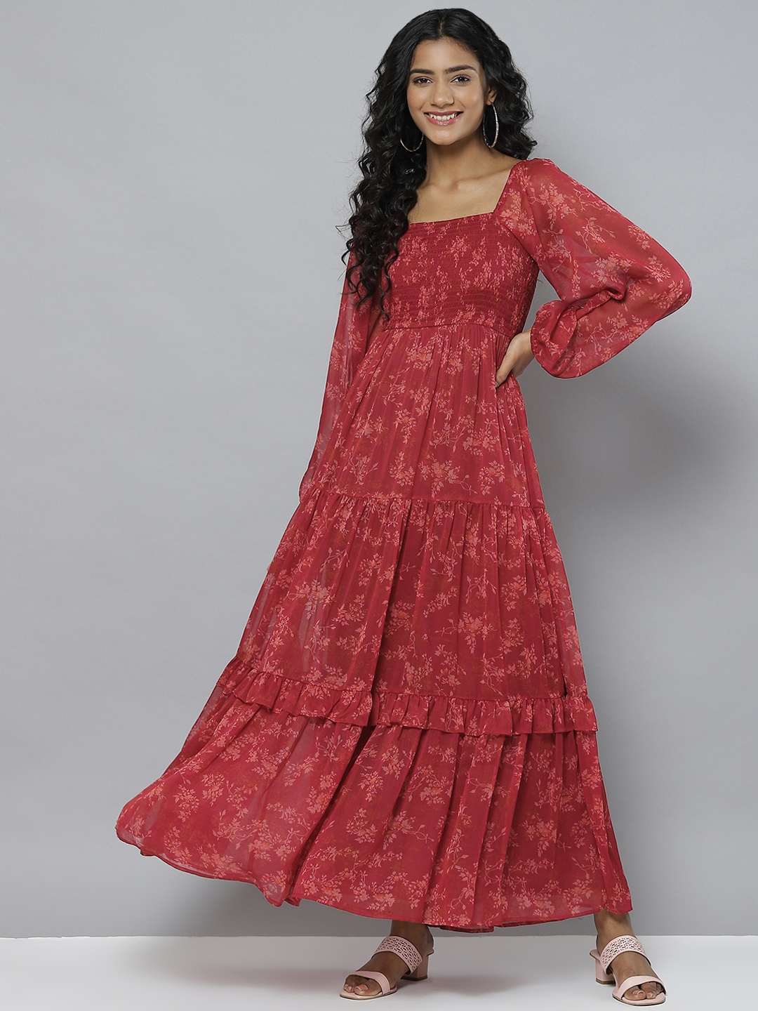 

Femella Red Floral Maxi Dress