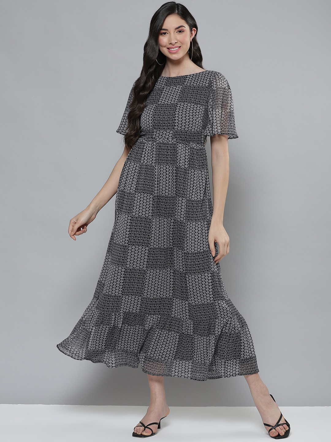 

Femella Navy Blue Chiffon Maxi Dress