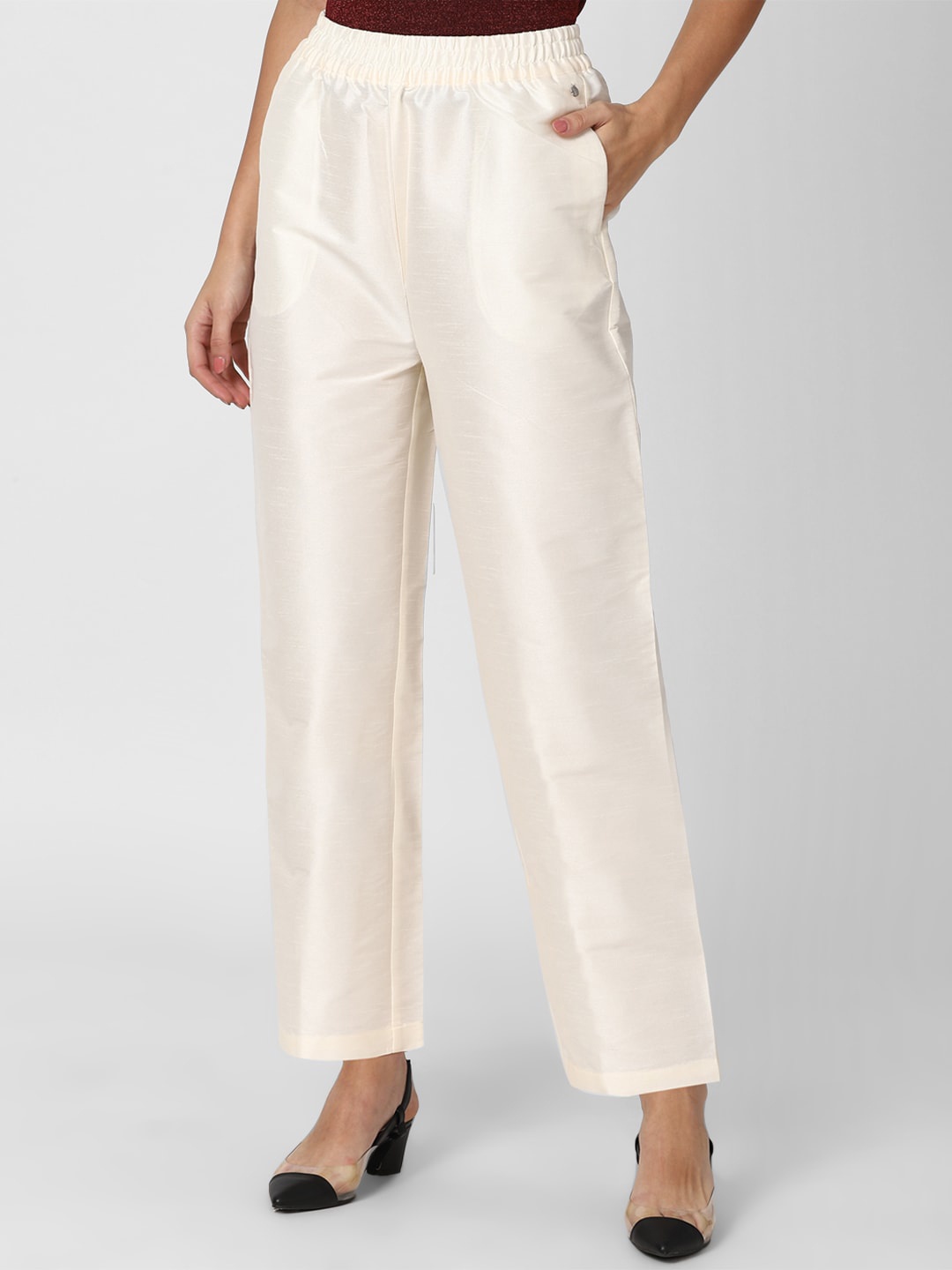 

Van Heusen Woman Women Cream-Coloured Trousers