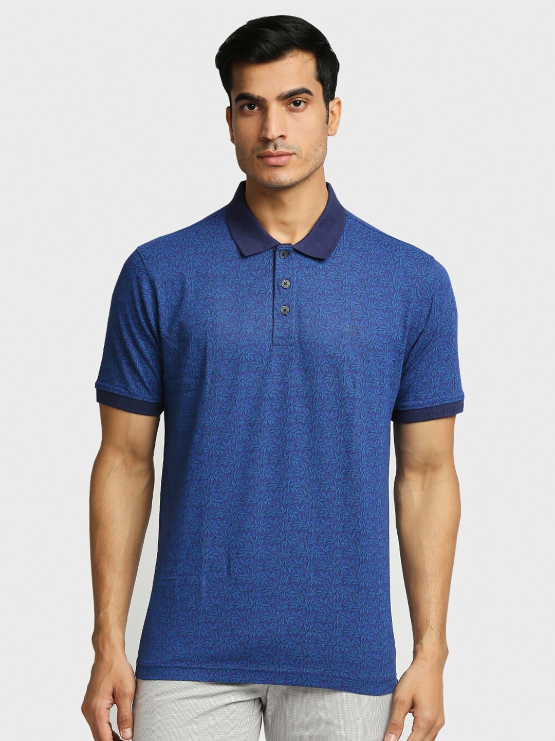 

ColorPlus Men Blue Polo Collar Cotton T-shirt