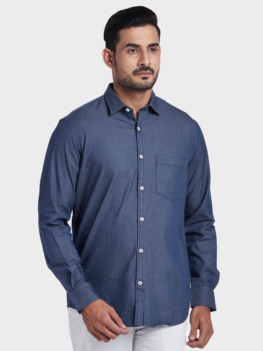 

ColorPlus Men Blue Solid Tailored Fit Casual Shirt
