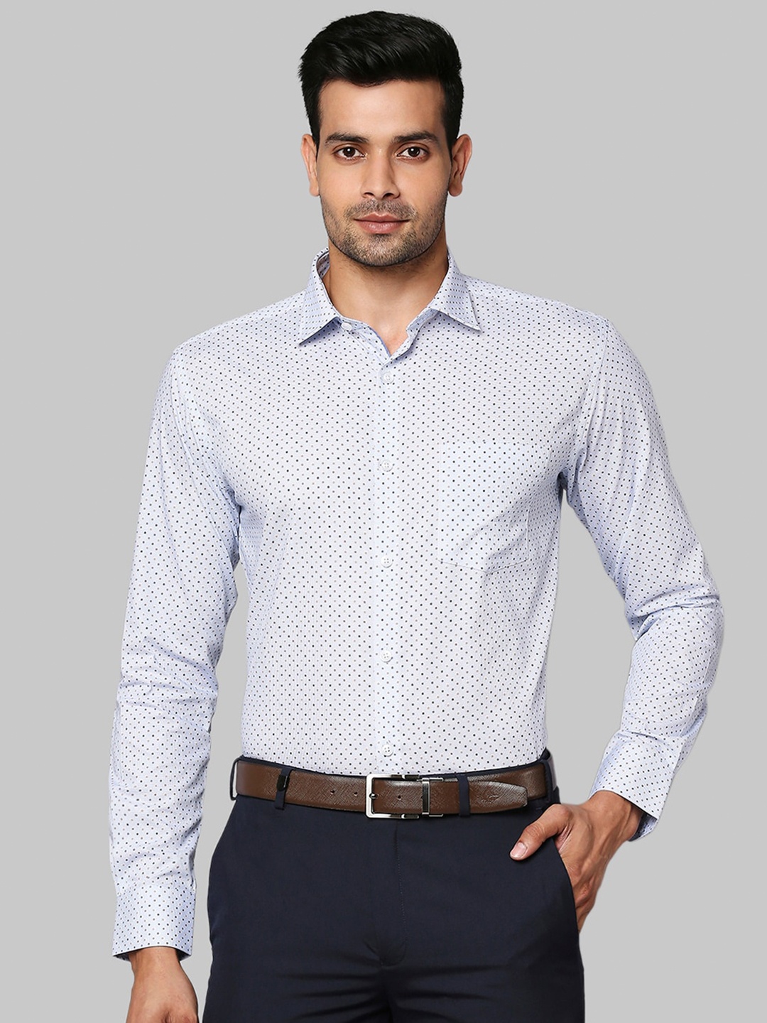 

Park Avenue Men Blue Slim Fit Printed Cotton Formal Shirt