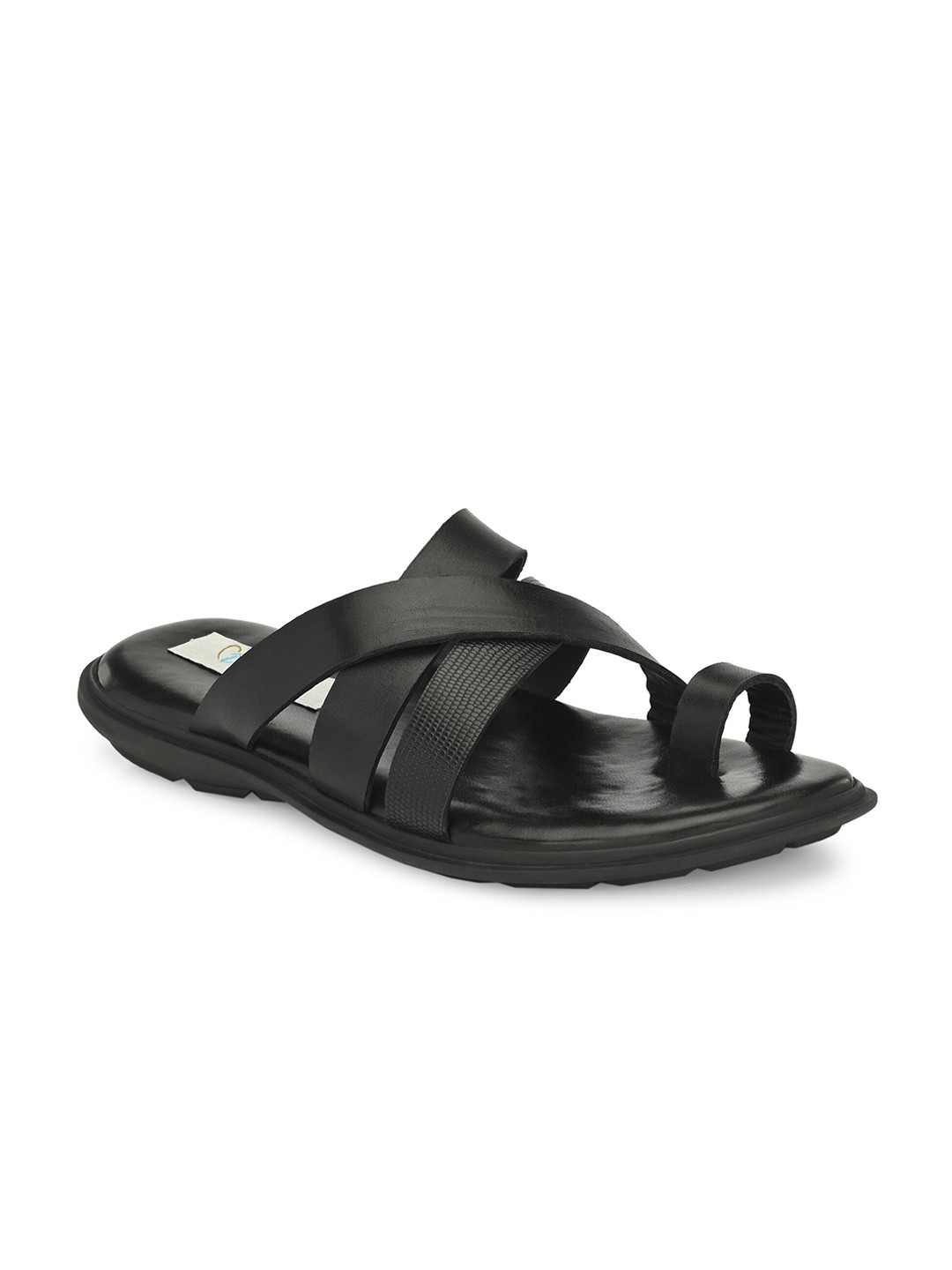 

Delize Men Black Leather Comfort Sandals