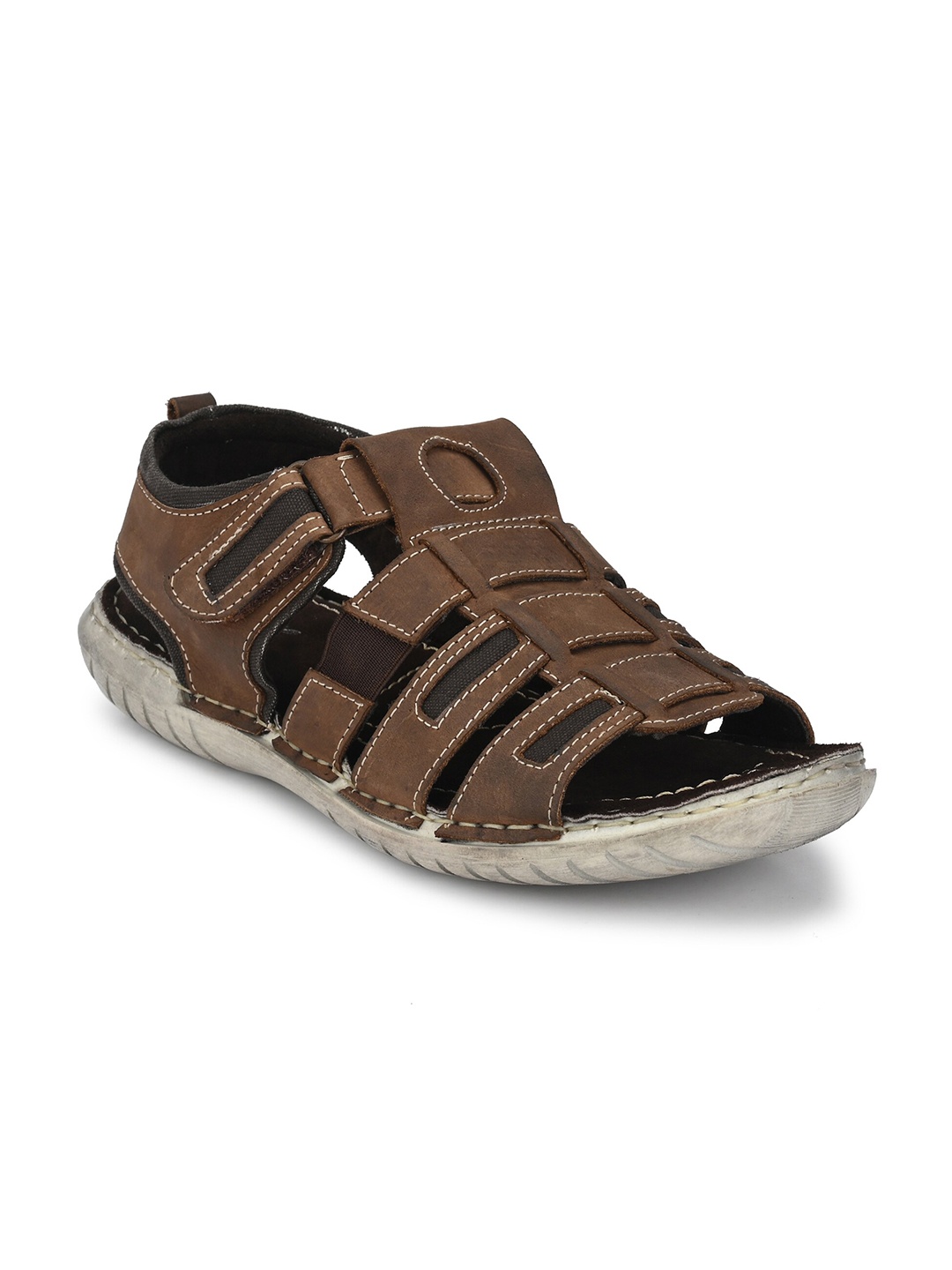 

Delize Men Brown Leather Comfort Sandals