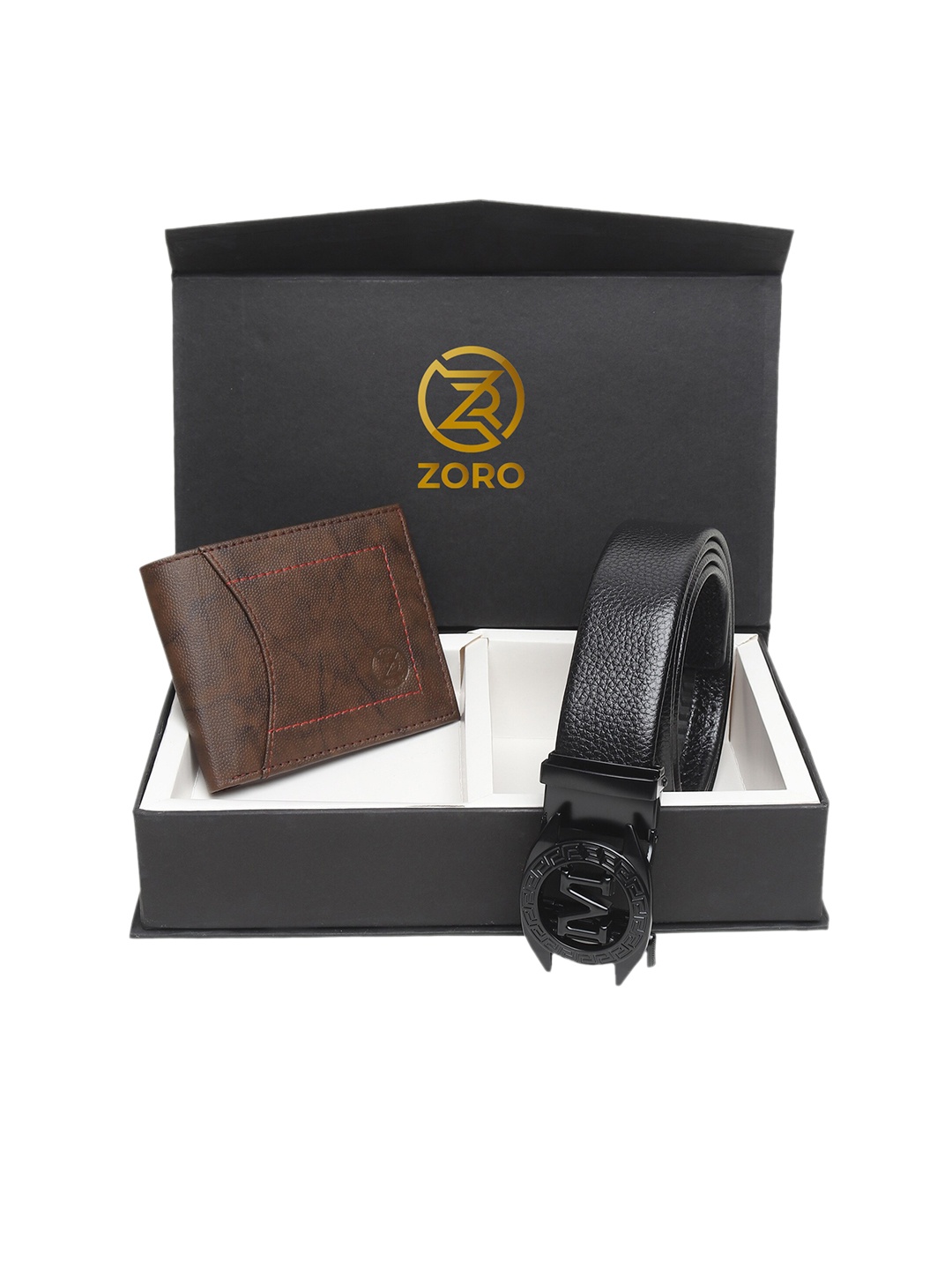 

ZORO Men Black & Brown Solid Belt & Wallet Accessory Gift Set