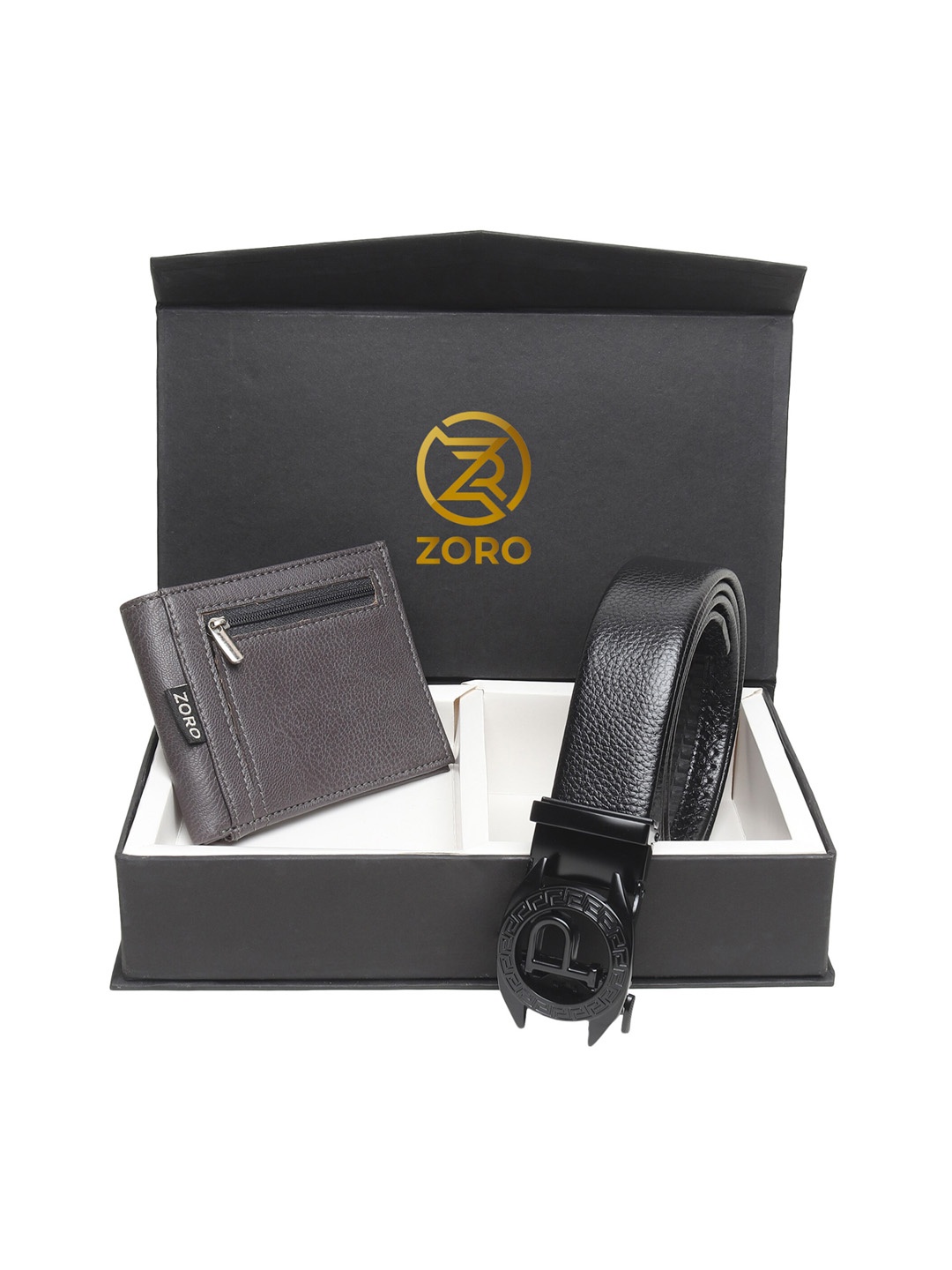 

ZORO Men Black & Grey Belt Wallet Combo Set