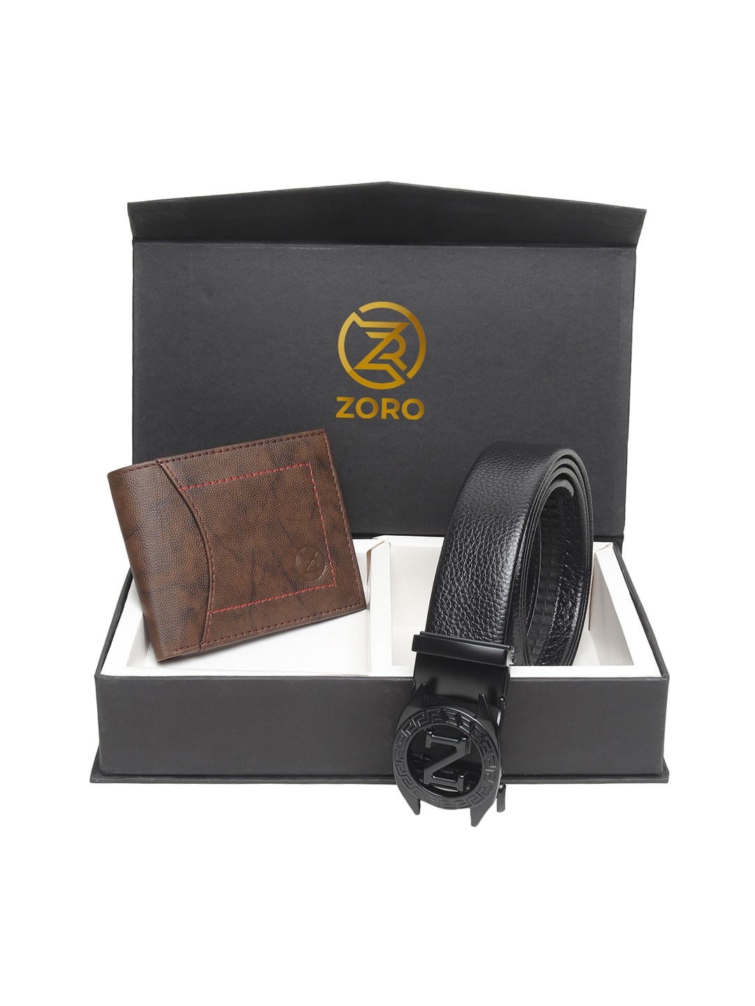 

ZORO Men Black & Brown Belt Wallet Combo Set