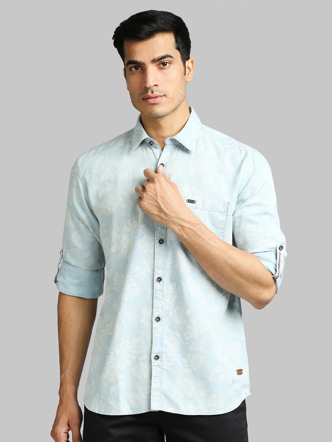 

Parx Men Blue Floral Printed Slim Fit Cotton Casual Shirt
