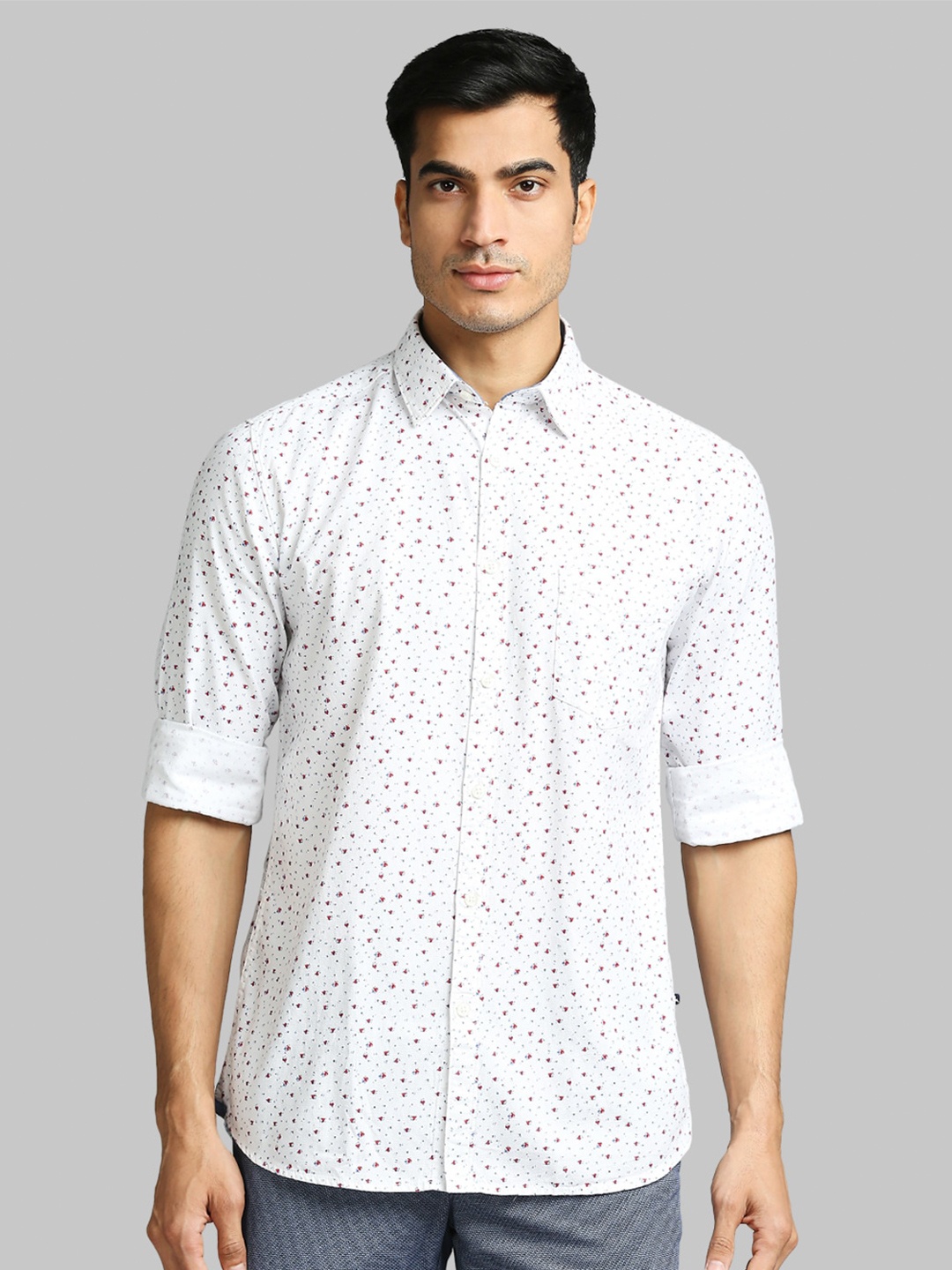 

Parx Men White Micro Ditsy Printed Slim Fit Casual Shirt