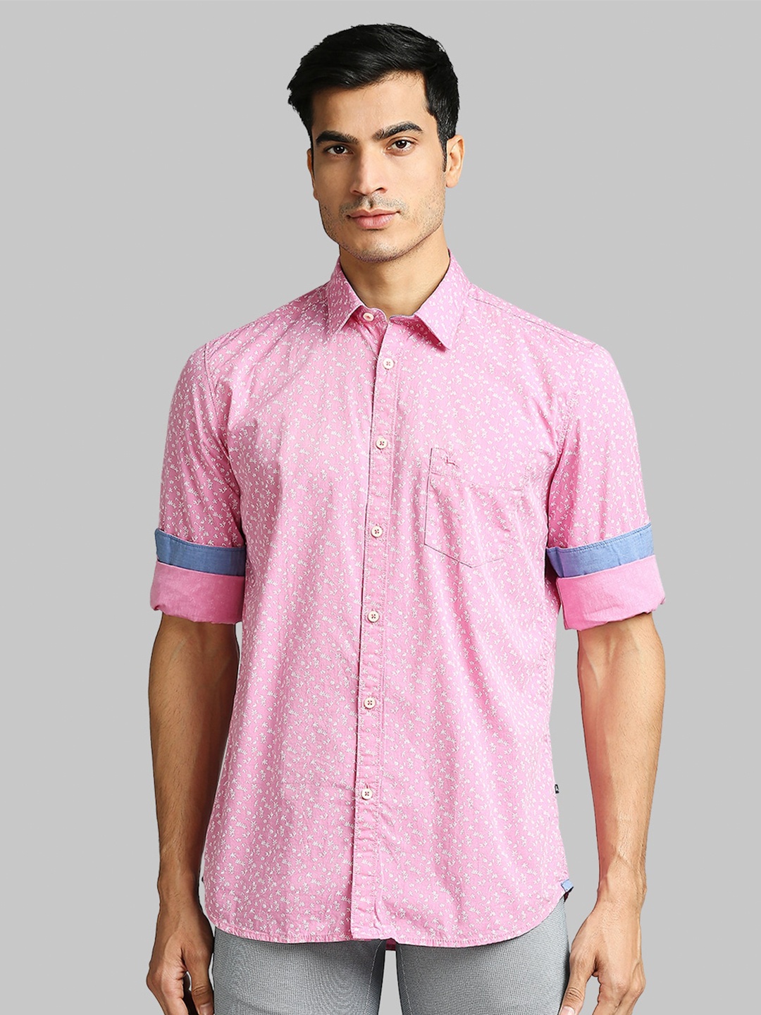 

Parx Men Pink Slim Fit Printed Casual Shirt