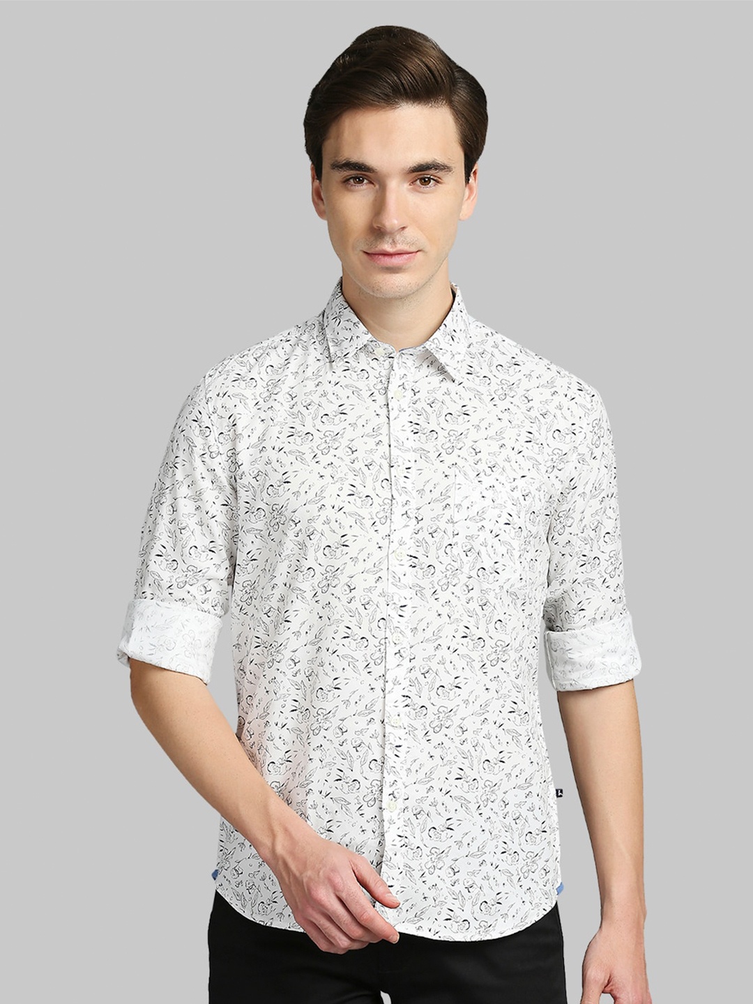 

Parx Men White Slim Fit Printed Casual Shirt