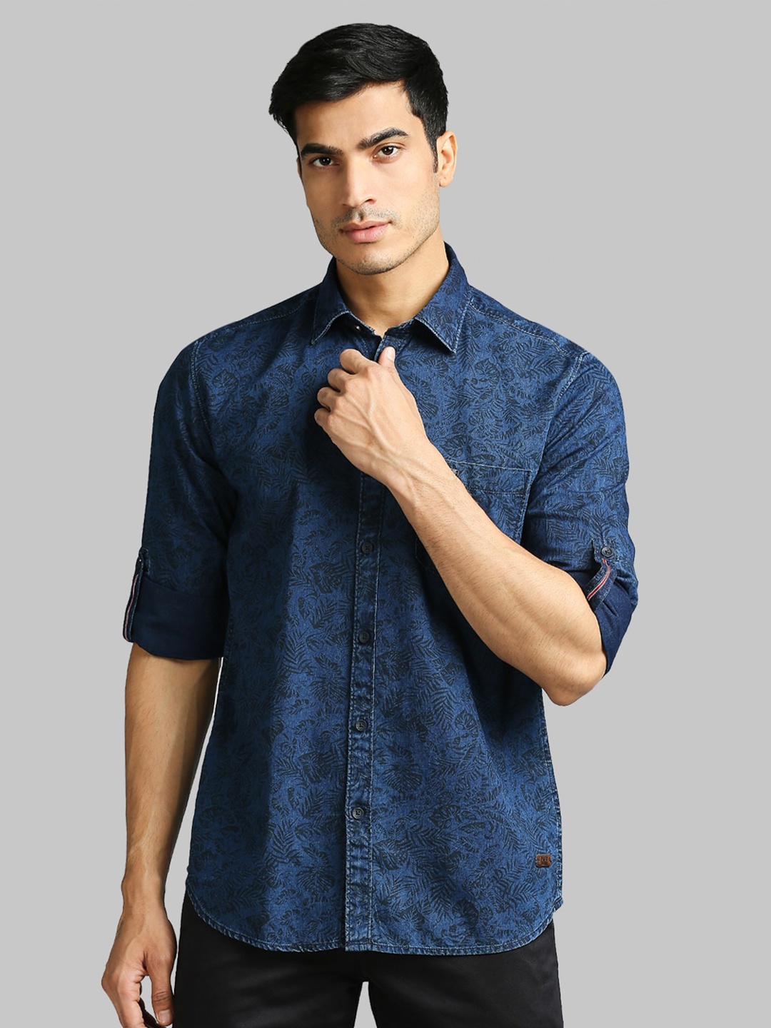 

Parx Men Blue Slim Fit Printed Cotton Casual Shirt