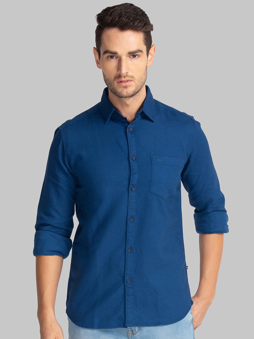 

Parx Men Blue Slim Fit Casual Shirt