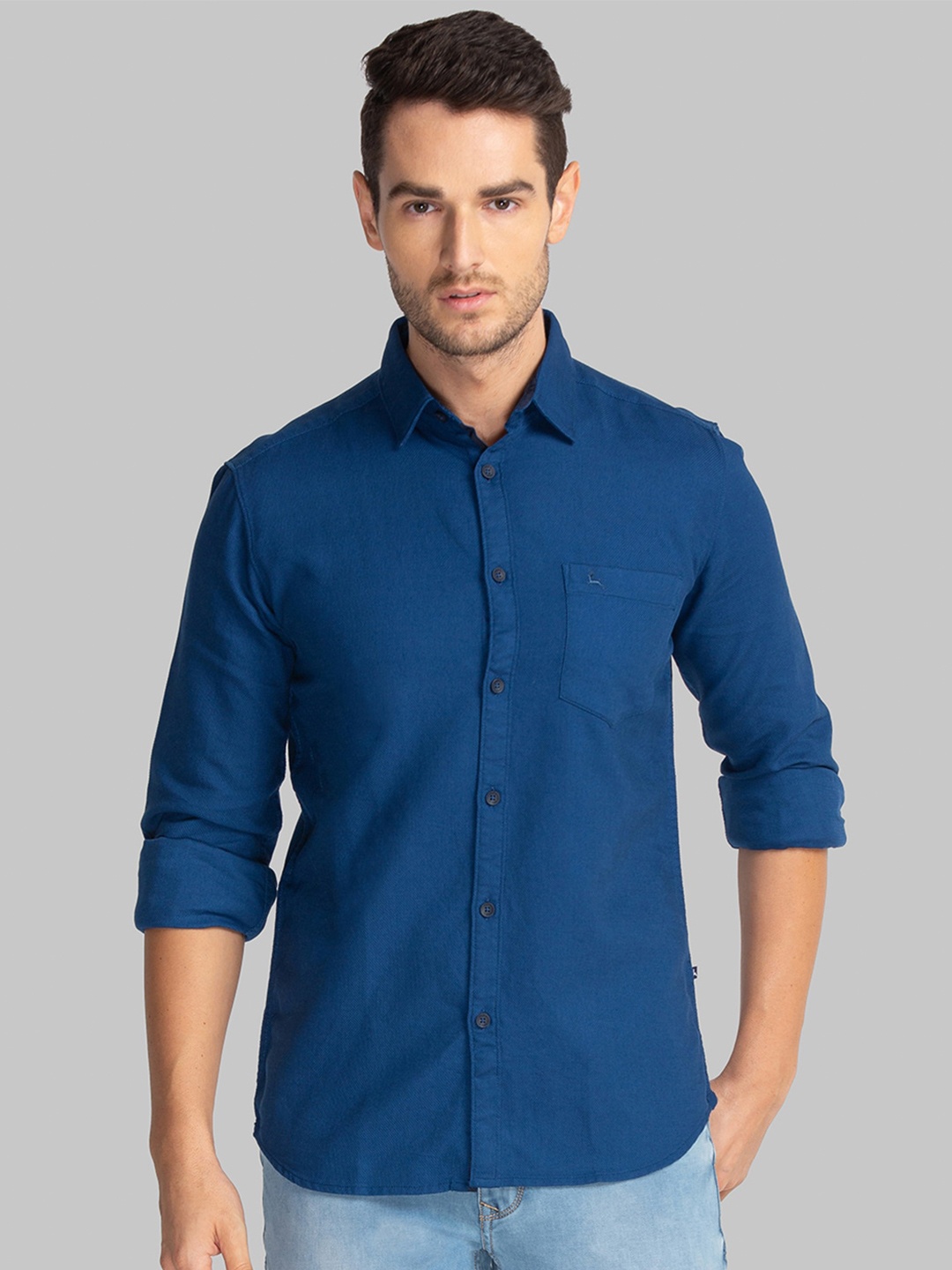 

Parx Men Blue Slim Fit Casual Shirt