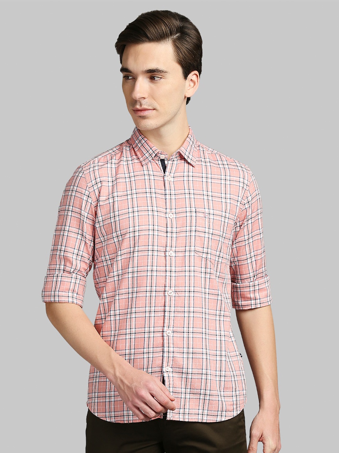 

Parx Slim Fit Checked Cotton Casual Shirt, Multi