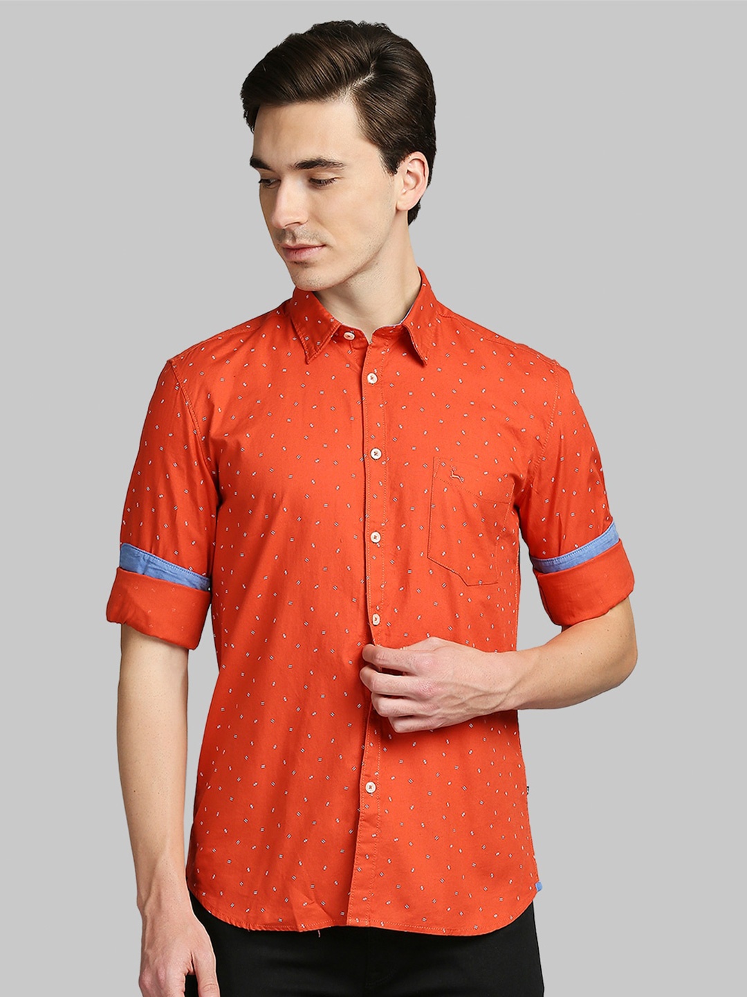 

Parx Men Red Slim Fit Printed Casual Shirt